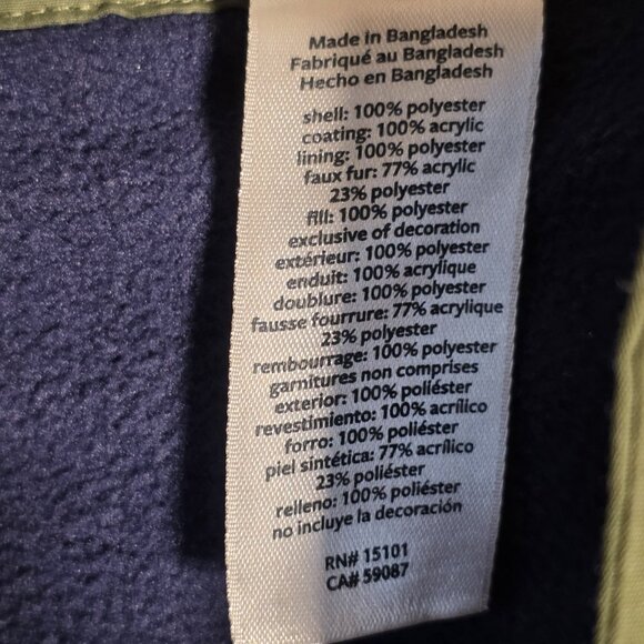 Carter’s Baby Boys Faux Fur Hooded Parka Winter Coat Green Boys Size 8 - Picture 7 of 9